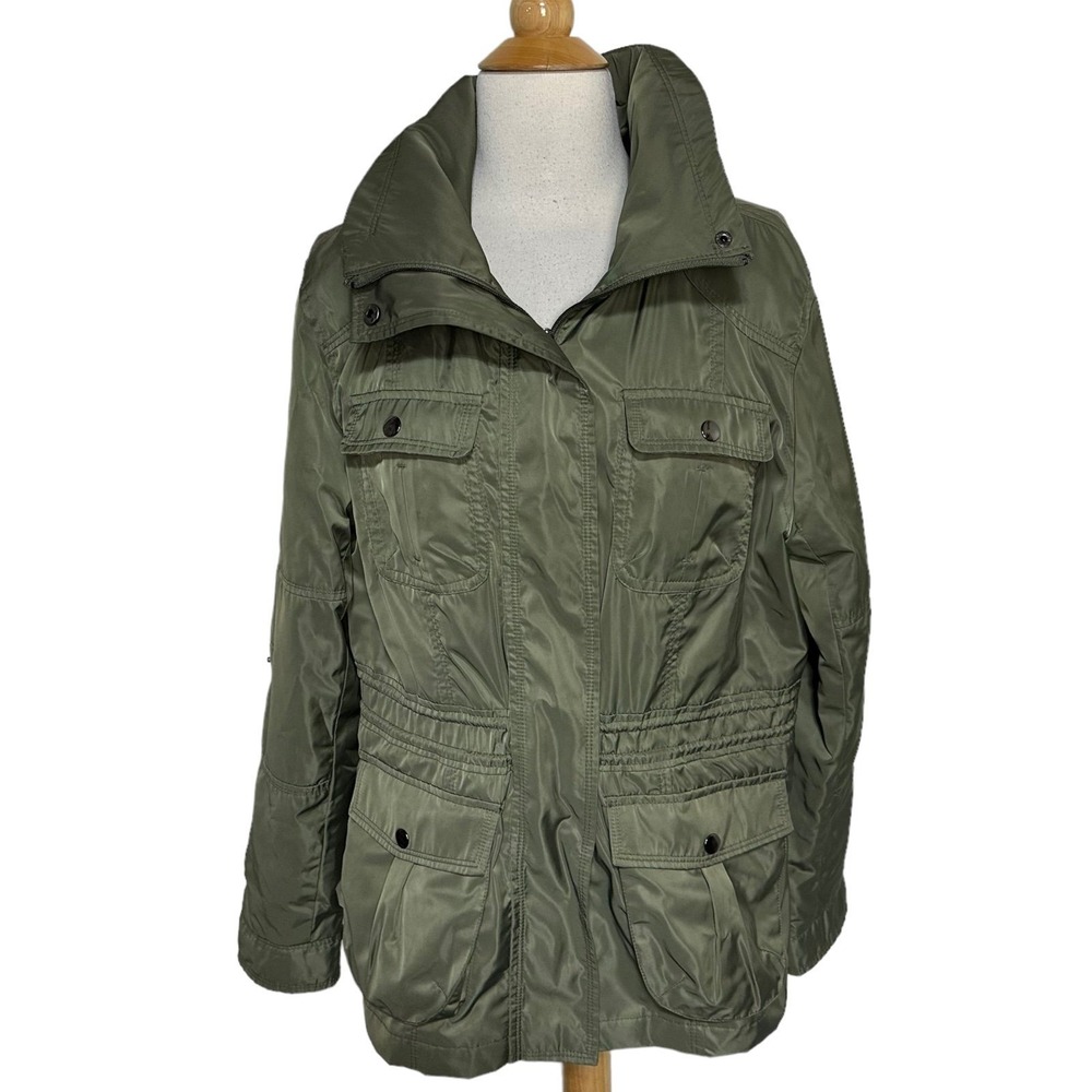 St. John's Bay M Green Military Jacket Utility Style Pockets Lightweight Coat
